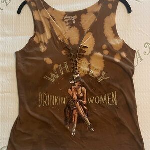Sheridan's Whiskey Graphic Brown Tank Top
